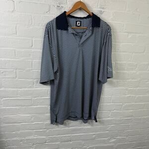 Footjoy Women's Collared Striped Polo Shirt Short Sleeve Black Blue Size Large